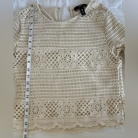 Bloomingdale’s AQUA 2 Piece Set Crochet Lace Top & Skirt Cream Outfit S/M - Picture 5 of 16